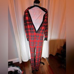 Plaid Low Cut V Neck Long Pants Pajamas